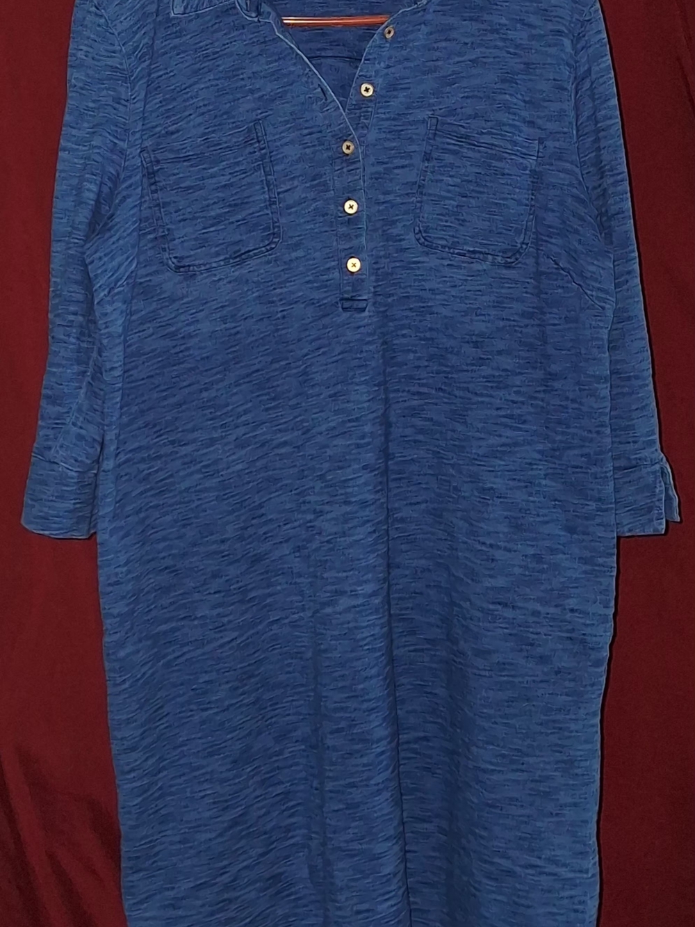 Talbots Blue Heathered Button-Front Shirt Dress